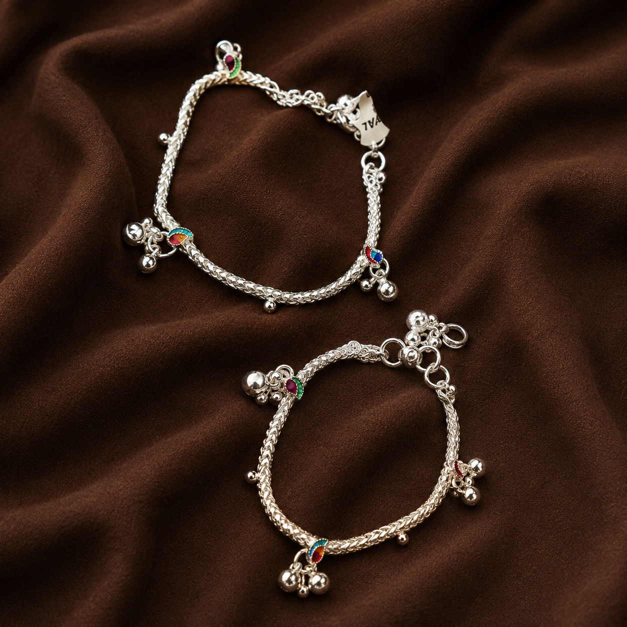 Pure Silver Designer Payal (Pair) | Traditional Anklets with Ghungroo