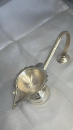 Silver Diya with Handle | Pure Silver Aarti Diya | Silver Puja Diya