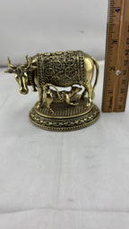 Panchaloha Kamadhenu Idol | Panchadhatu Cow and Calf Murti | Panchalogam Gau Mata Statue