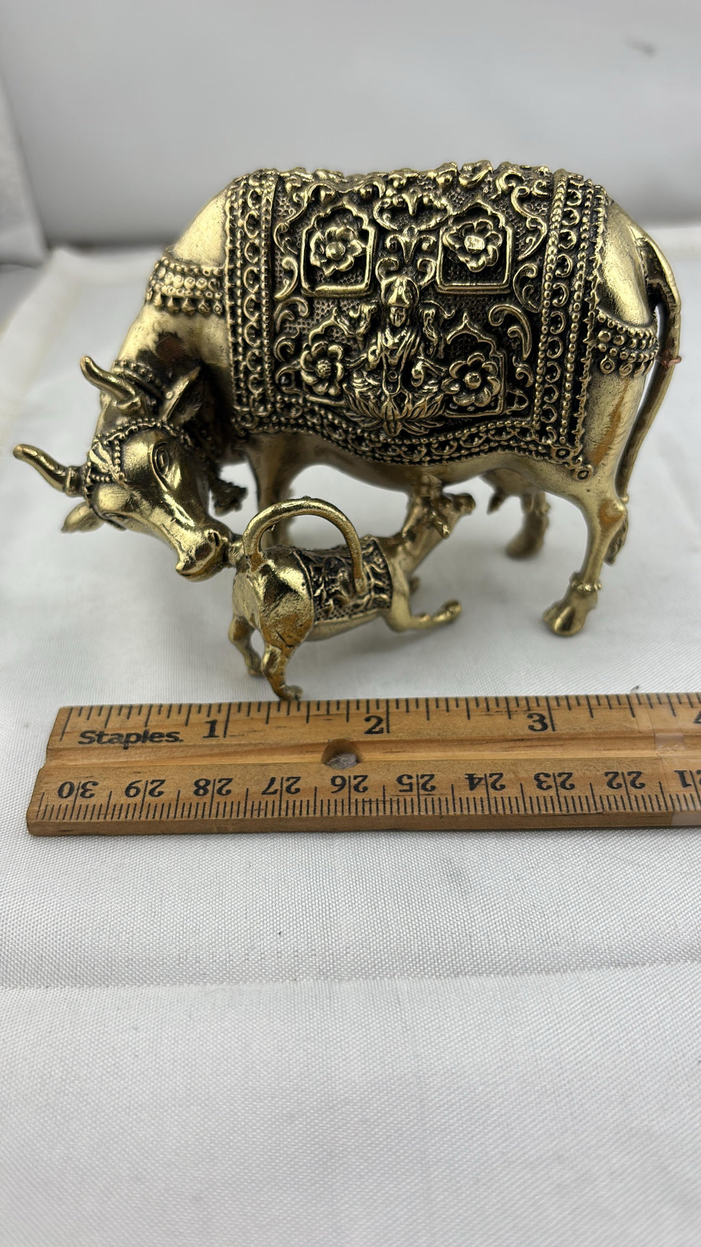 Panchaloha Kamadhenu Idol | Panchadhatu Cow and Calf Murti | Panchalogam Gau Mata Statue