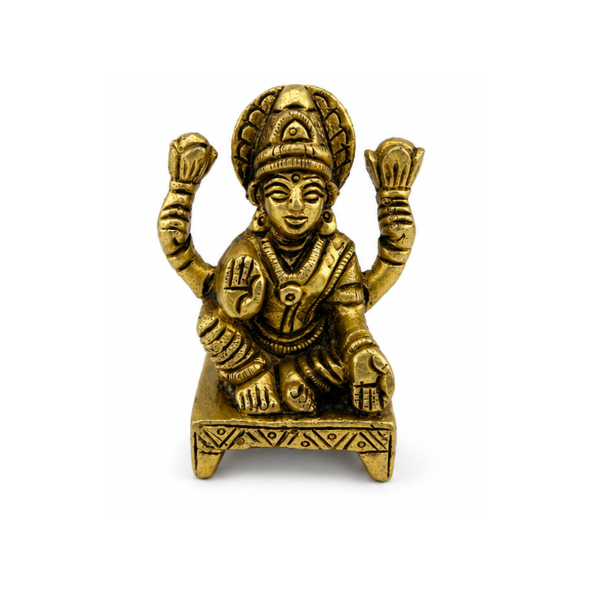 Brass Goddess Lakshmi Idol | Seated Lakshmi Murti | Brass Laxmi Statue