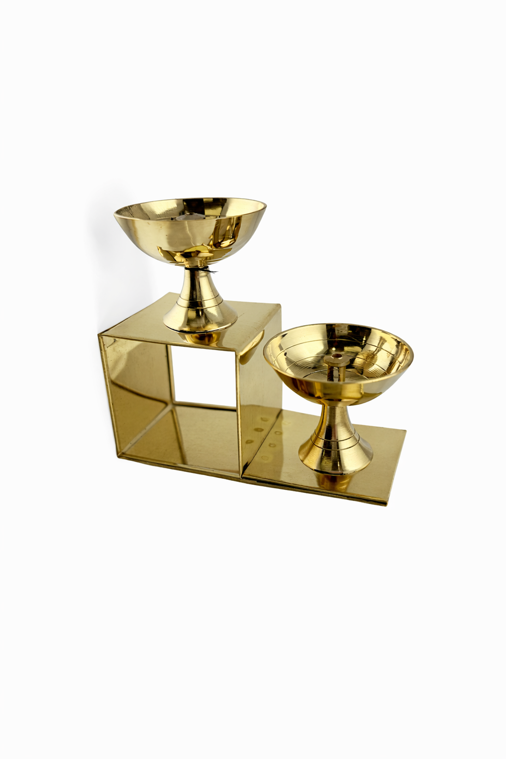 Brass Samai Multi-Step | Brass Lotus Step Diya | Traditional Puja Aarti Oil Lamp Arti Deepak Deepam  | Diwali Decor | Temple Decor