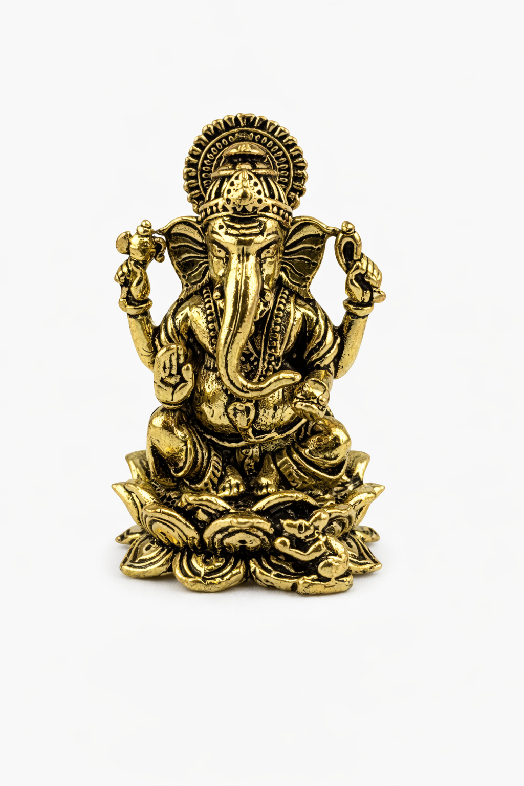 Panchadhatu Ganesha Idol with Mushak Sitting on Kamal | Panchalogam Ganesha Statue | Panchalogam Ganapati with Mouse Murti