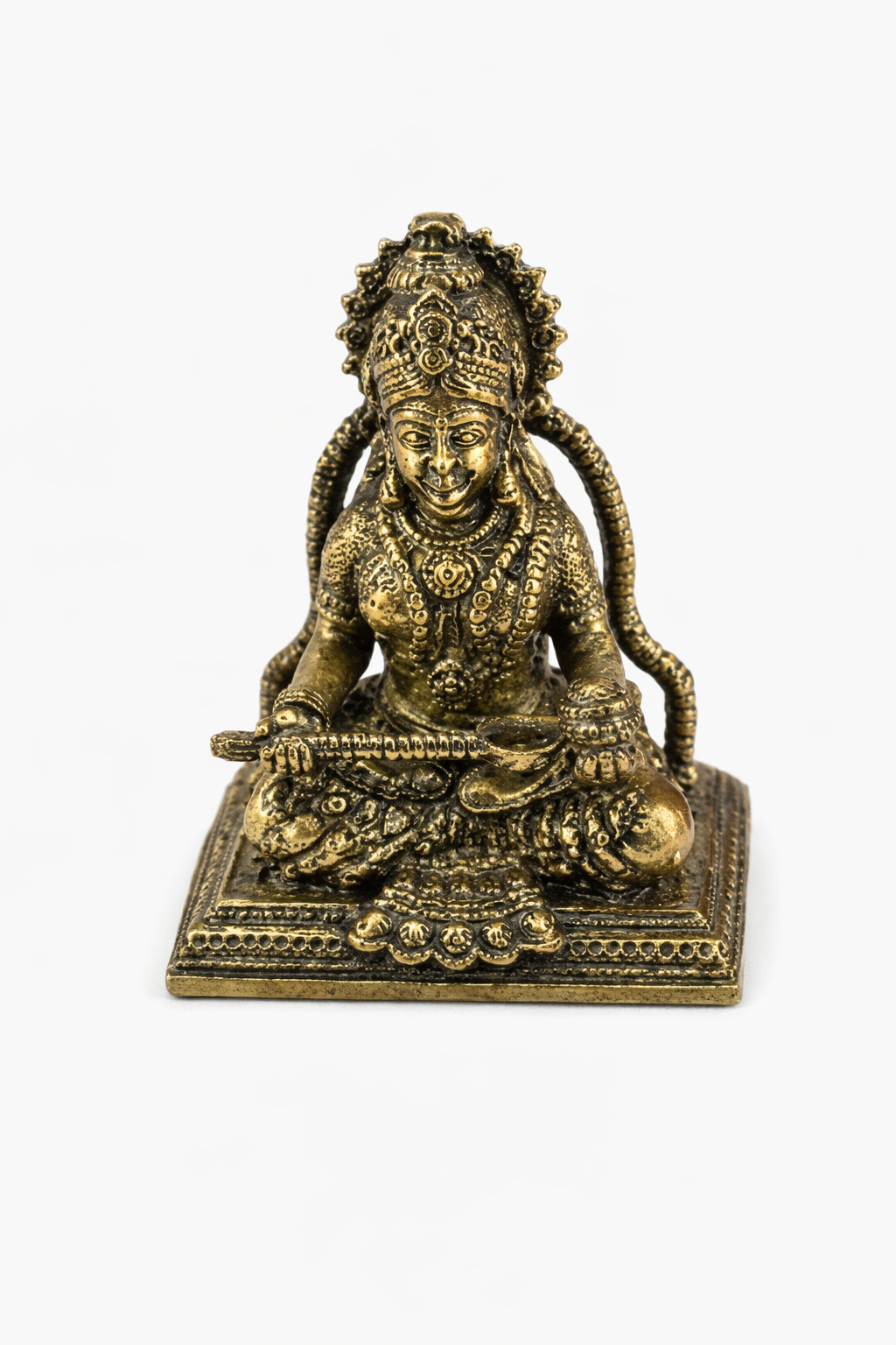 Panchaloha Saraswati Sitting on Asana Statue | Panchadhatu Saraswati Murti | Panchalogam Saraswati Idol