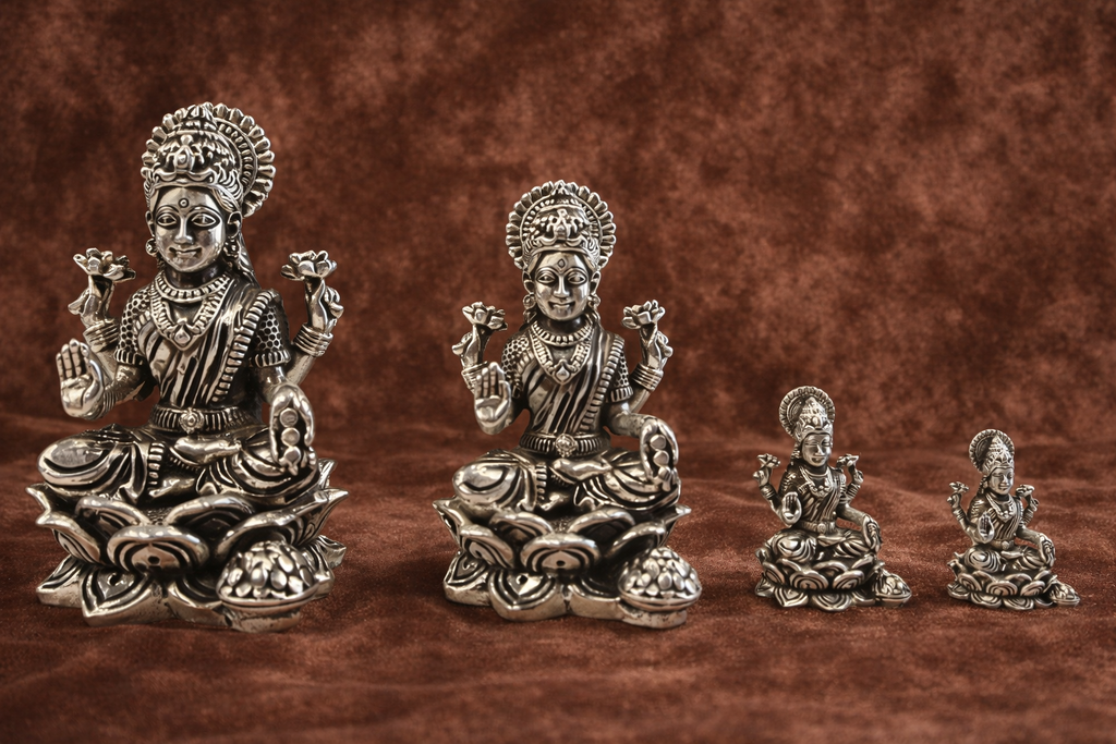 Pure Silver Lakshmi Idol | Goddess Lakshmi Laxmi Devi Idol | Silver Laxmi Murti