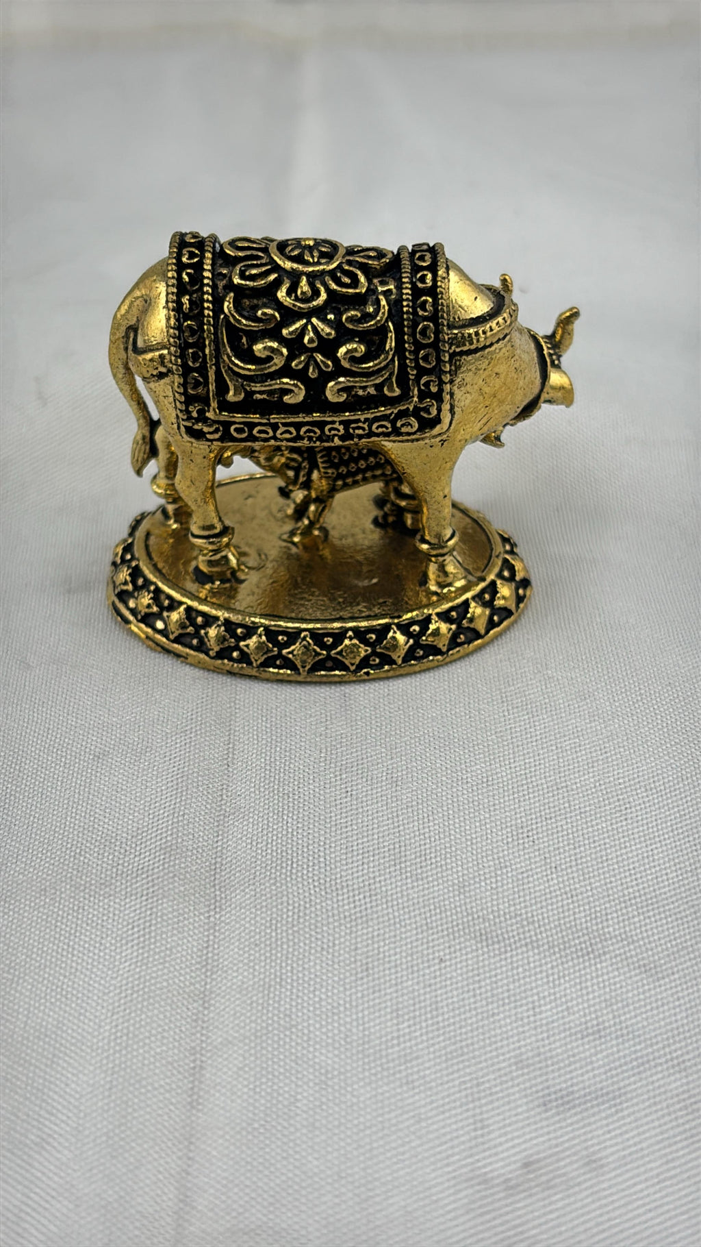 Panchaloha Kamadhenu Idol | Panchadhatu Cow and Calf Murti | Panchalogam Gau Mata Statue
