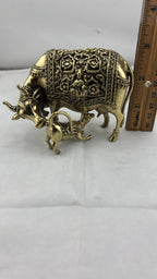 Panchaloha Kamadhenu Idol | Panchadhatu Cow and Calf Murti | Panchalogam Gau Mata Statue