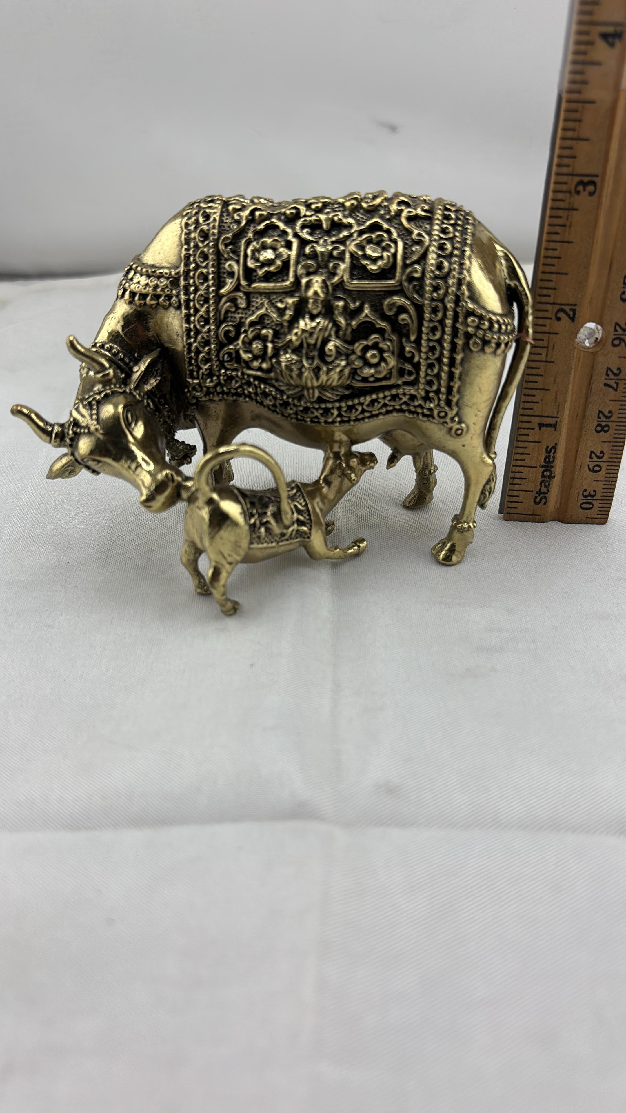 Panchaloha Kamadhenu Idol | Panchadhatu Cow and Calf Murti | Panchalogam Gau Mata Statue