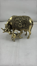 Panchaloha Kamadhenu Idol | Panchadhatu Cow and Calf Murti | Panchalogam Gau Mata Statue