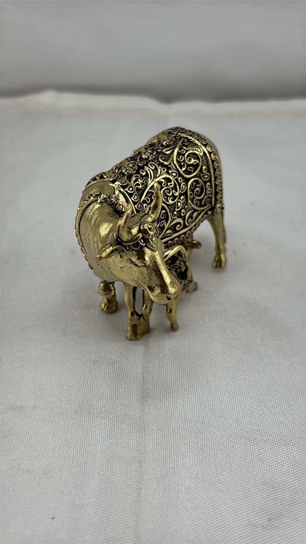 Panchaloha Kamadhenu Idol | Panchadhatu Cow and Calf Murti | Panchalogam Gau Mata Statue