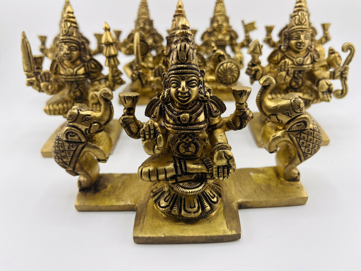 Brass Ashtalakshmi Idol Set | Traditional Lakshmi Statue Collection | 8 Lakshmi Murti Set