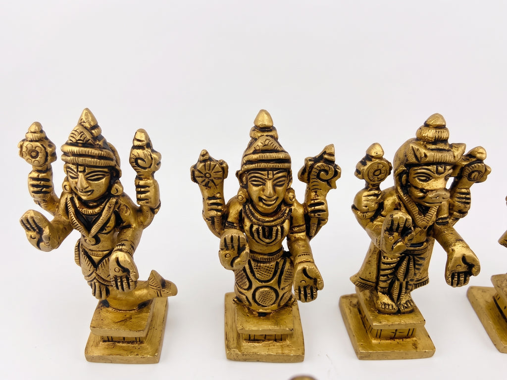 Brass Dashavatar Statue Set | Vishnu Dashavatar Idol Set | Ten Incarnations of Vishnu Murtis