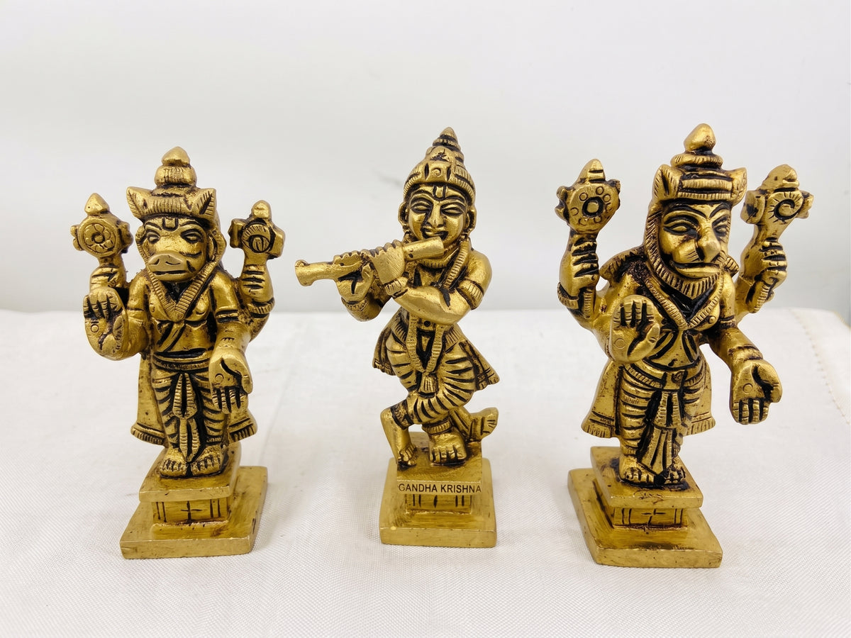 Brass Dashavatar Statue Set | Vishnu Dashavatar Idol Set | Ten Incarnations of Vishnu Murtis