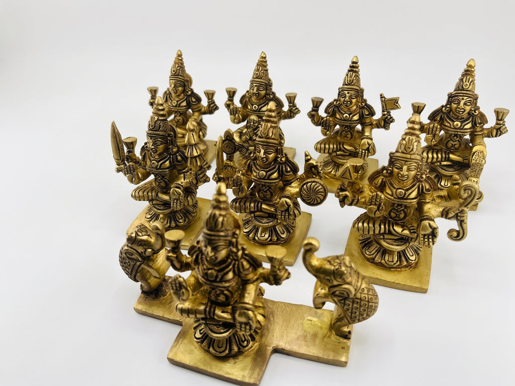 Brass Ashtalakshmi Idol Set | Traditional Lakshmi Statue Collection | 8 Lakshmi Murti Set