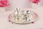 German Silver Pooja Thali for Aarti & Rituals | Elegant Puja Plate for Home Mandir, Diwali, Wedding & Housewarming Gift | Traditional Silver Finish