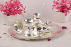 German Silver Pooja Thali for Aarti & Rituals | Elegant Puja Plate for Home Mandir, Diwali, Wedding & Housewarming Gift | Traditional Silver Finish