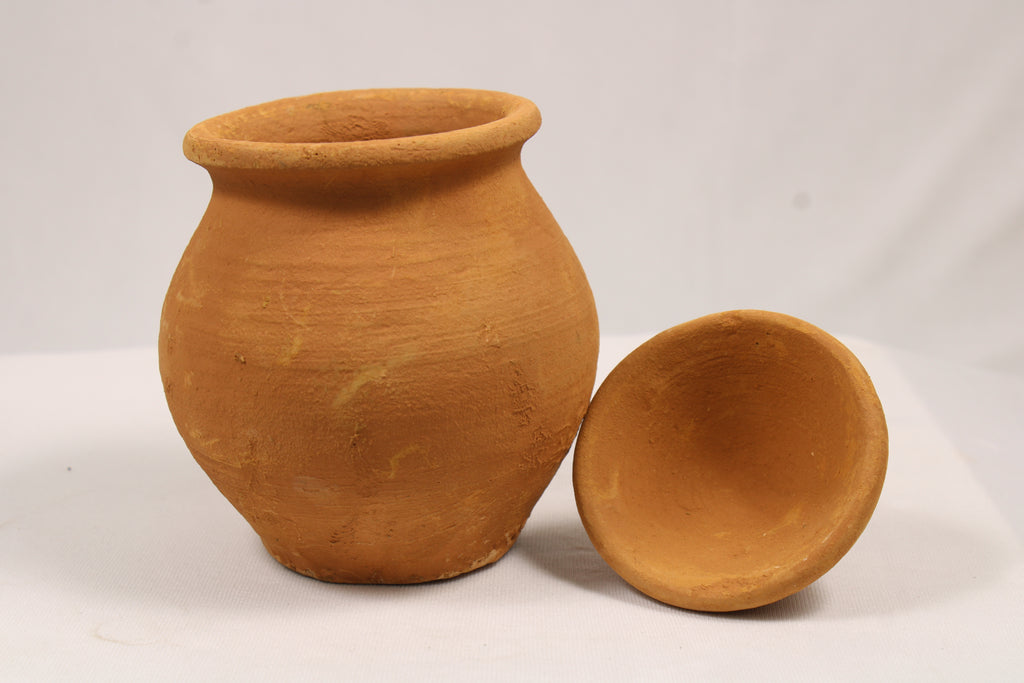 Traditional Terracotta Clay Pot with Lid | Handmade Matka Ghada for Water Storage, Home Decor, Kitchen, Festivals &amp; Rustic Decoration