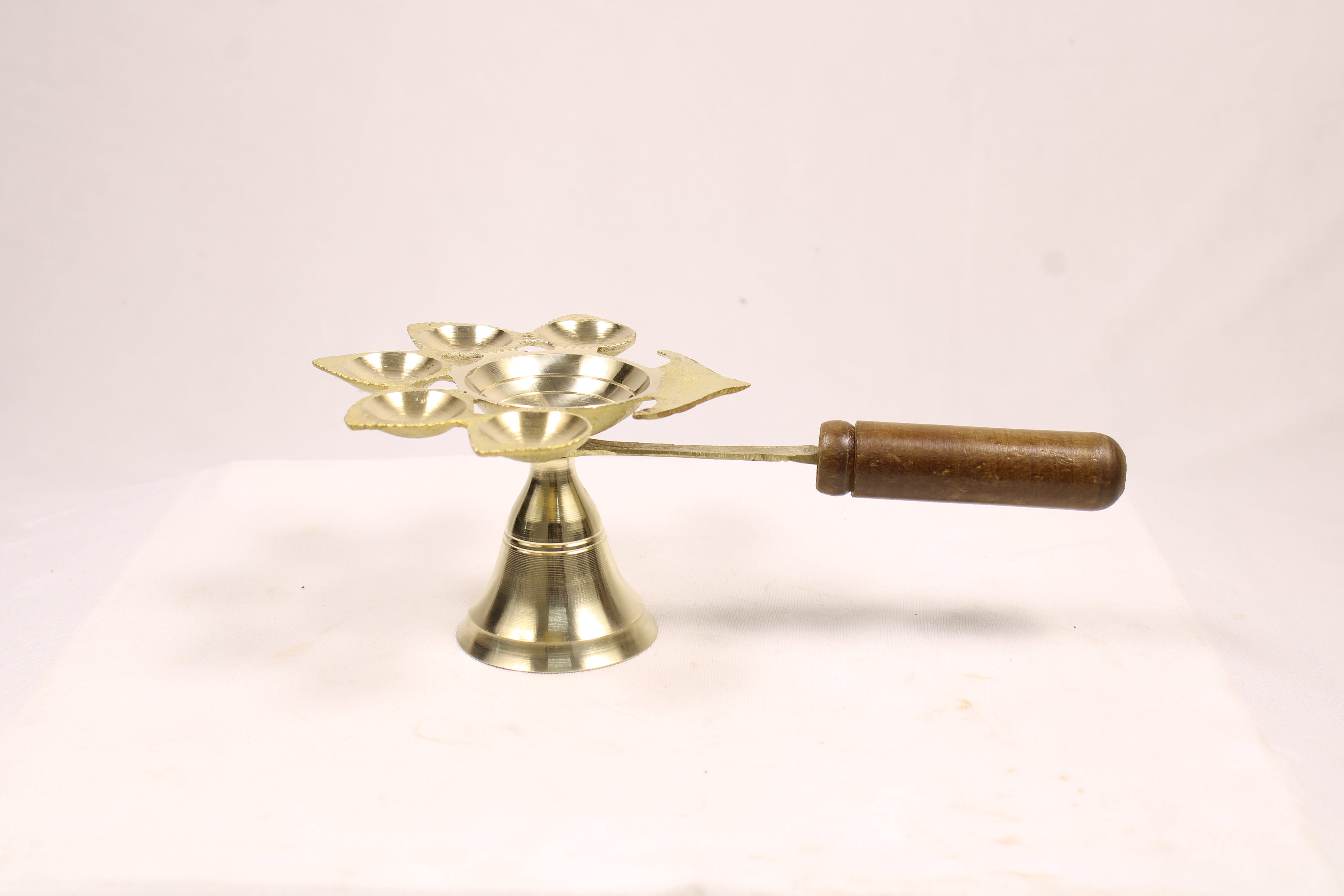 Brass Arti Diya with Curved Handle | Table Diya for Pooja, Aarti, Mandir, Home Temple, Festivals &amp; Spiritual Gifting 🪔🙏