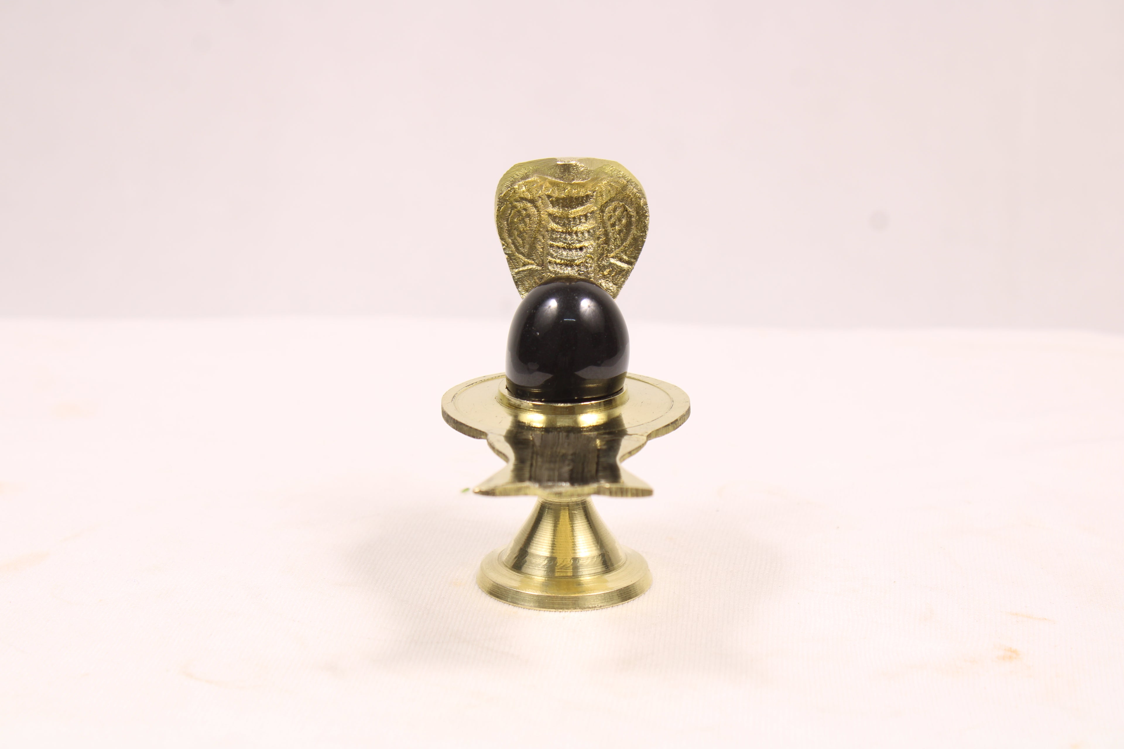 Black Shaligram Shivling with Brass Jalahari Yoni Base and Stand | Natural Stone Shiva Lingam for Puja, Abhishek, and Home Temple