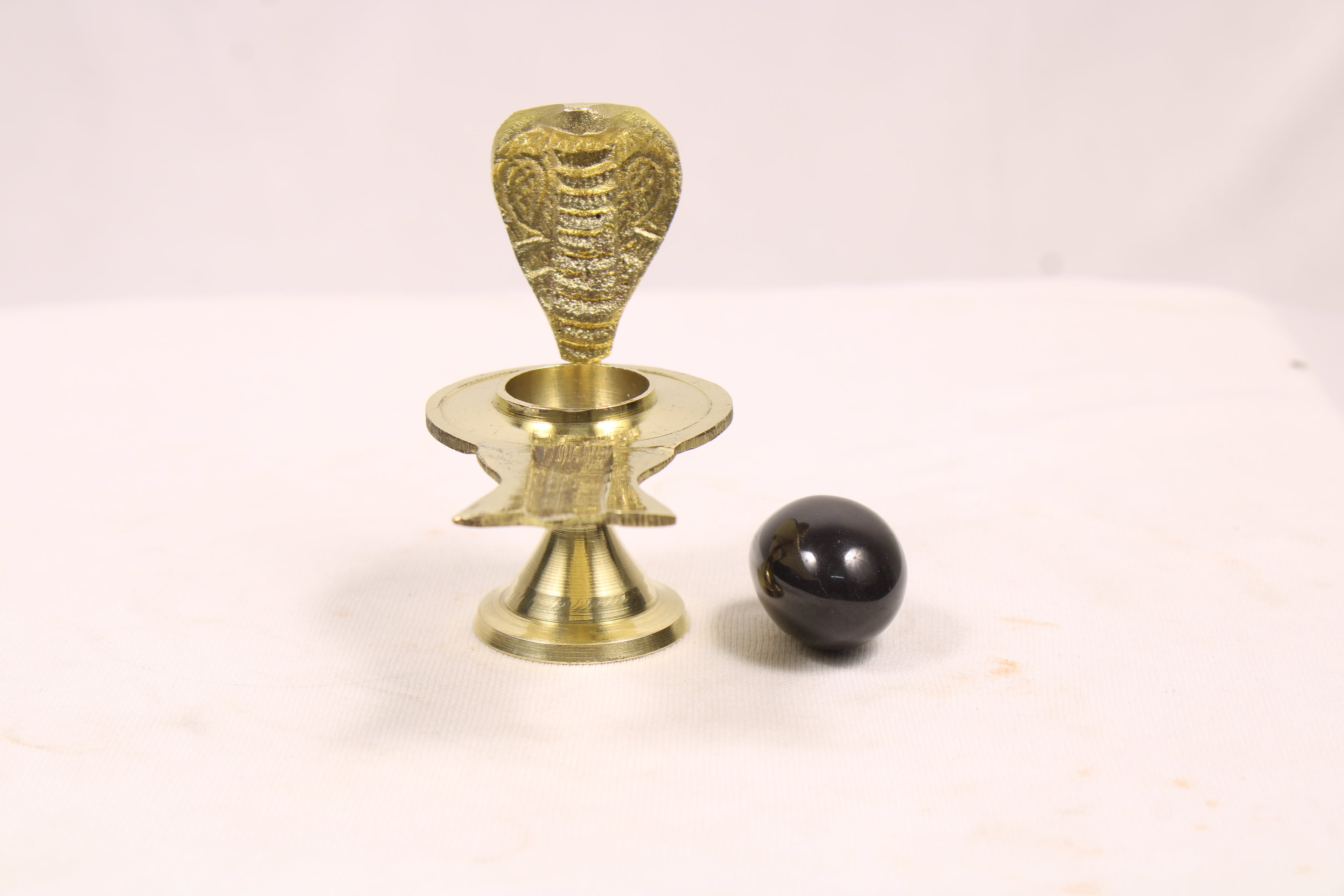 Black Shaligram Shivling with Brass Jalahari Yoni Base and Stand | Natural Stone Shiva Lingam for Puja, Abhishek, and Home Temple