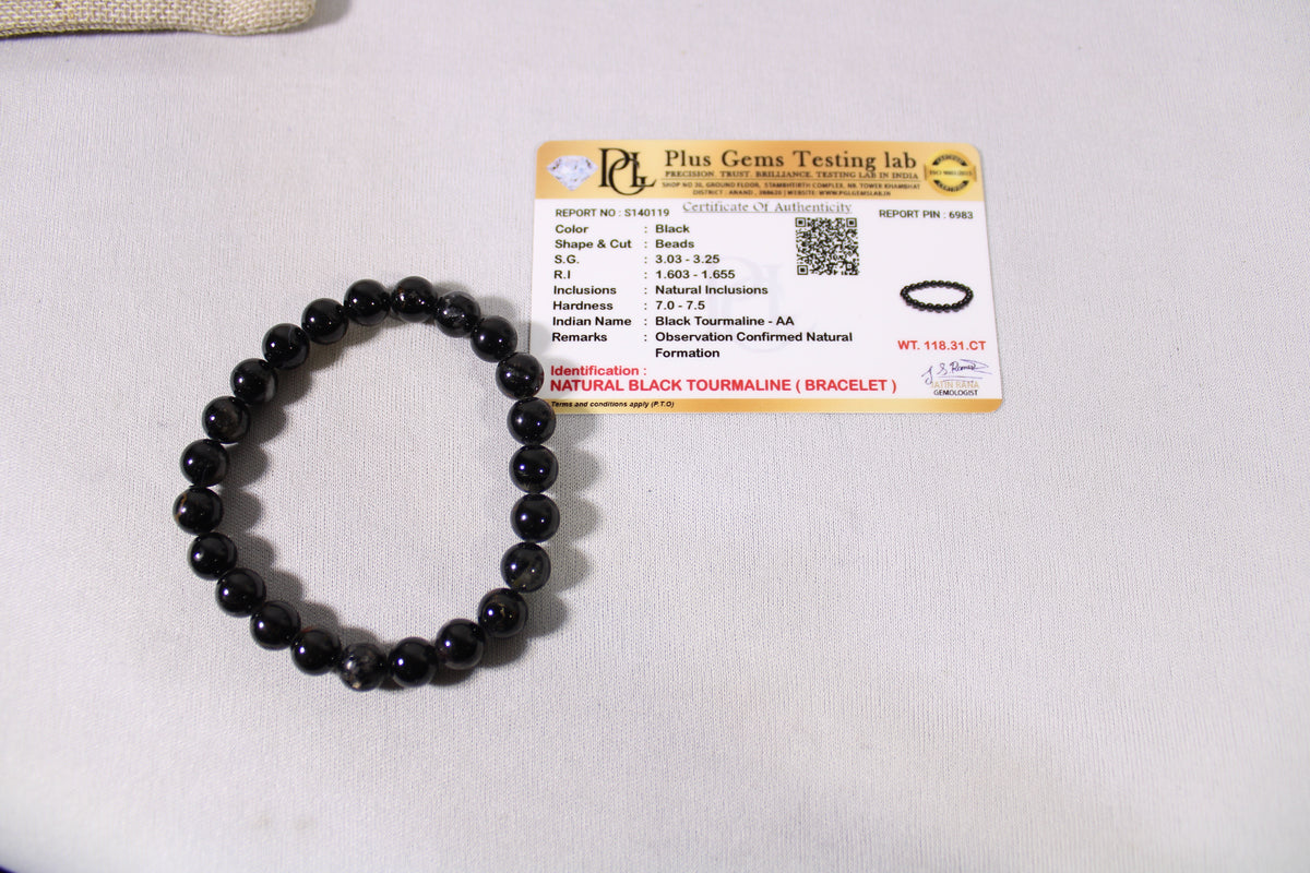 Natural Black Tourmaline Bracelet | Black Crystal Gemstone Bracelet | Grounding & Protection Jewelry | Meditation Bracelet | Gift for Men & Women