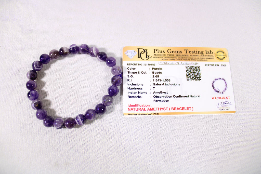 Natural Amethyst Bracelet | Purple Crystal Gemstone Bracelet | Meditation & Spiritual Jewelry | Amethyst Healing Bracelet | Gift for Men and Women