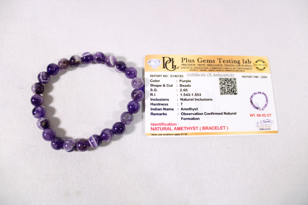 Natural Amethyst Bracelet | Purple Crystal Gemstone Bracelet | Meditation & Spiritual Jewelry | Amethyst Healing Bracelet | Gift for Men and Women