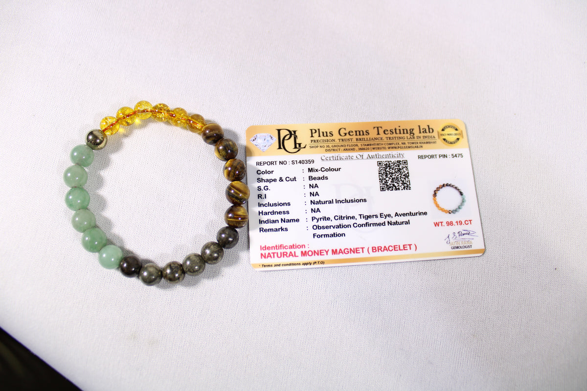 Money Magnet Bracelet | Green Aventurine Citrine Pyrite Tiger Eye Bracelet | Prosperity & Abundance Jewelry | Crystal Bracelet | Spiritual Gift