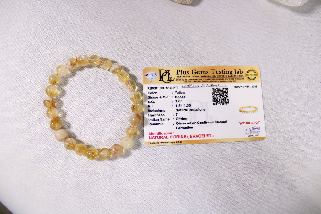 Natural Citrine Bracelet | Golden Yellow Crystal Gemstone Bracelet | Abundance & Prosperity Jewelry | Positive Energy Bracelet | Gift for Men & Women
