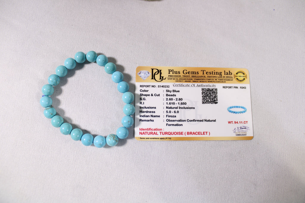 Natural Turquoise Bracelet | Blue Turquoise Crystal Gemstone Bracelet | Protection & Healing Jewelry | Good Luck Crystal Bracelet | Gift for Men & Women