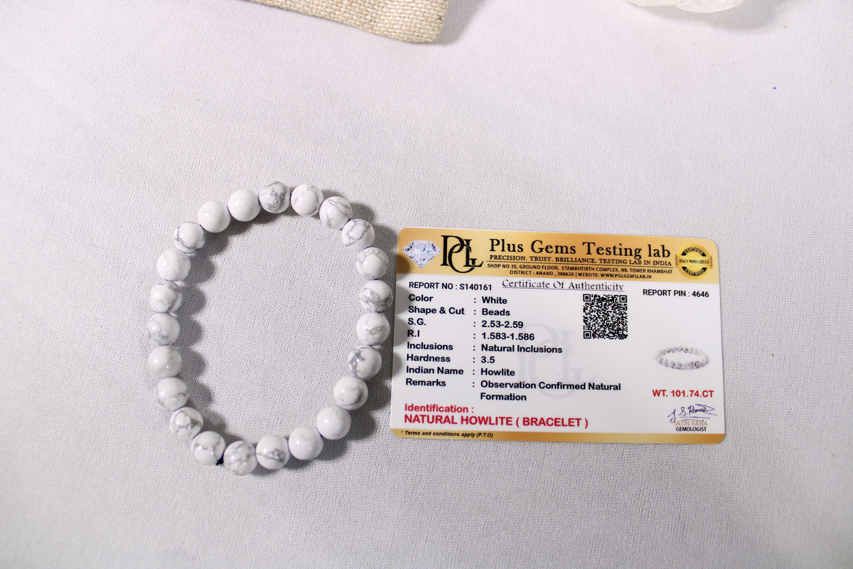 Natural Howlite Bracelet | White Howlite Crystal Bracelet | Healing & Meditation Jewelry | Grey Vein Gemstone Bracelet | Spiritual Gift