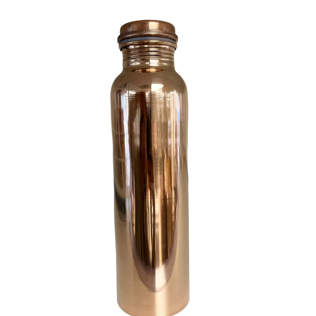 Pure Copper Water Bottle for Drinking – Large Handcrafted Ayurvedic Copper Water Bottle, Leak Proof Lid – Smooth Finish Copper Bottle Water Vessel