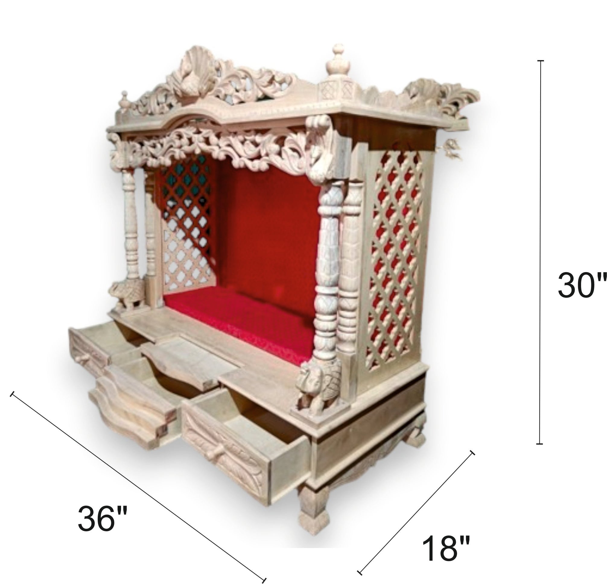 Handcrafted Openstyle Wooden Pooja Temple