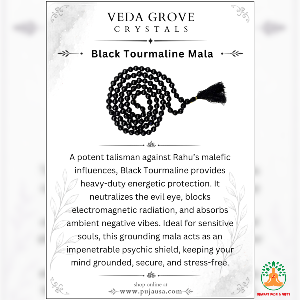 Black Tourmaline Beaded Necklace 6mm & 8mm | Natural Black Gemstone Mala | Protection & Grounding Jewelry | Meditation Necklace | Black Crystal Jewelry