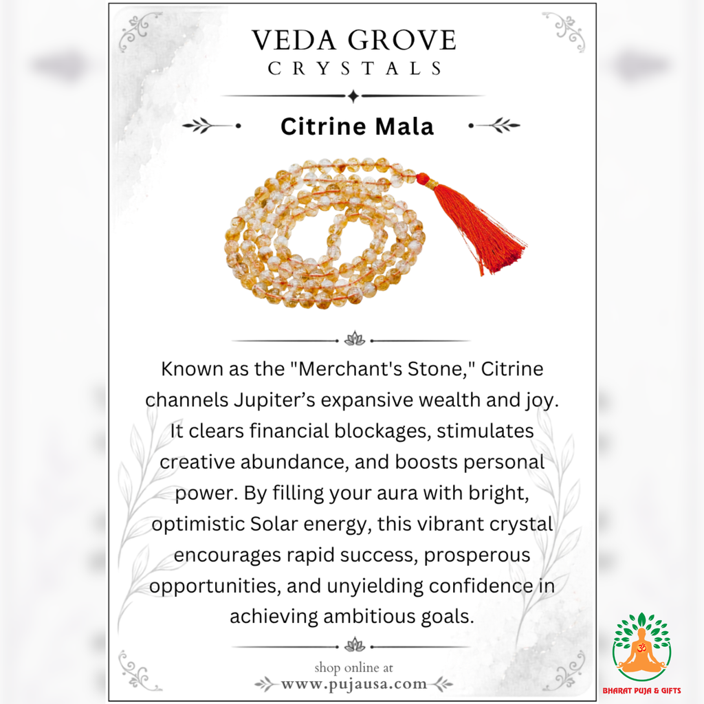 Natural Citrine Necklace | 13 Inch Golden Yellow Gemstone Mala | Prosperity & Abundance Jewelry | Meditation and Yoga Necklace | Orange Crystal Necklace