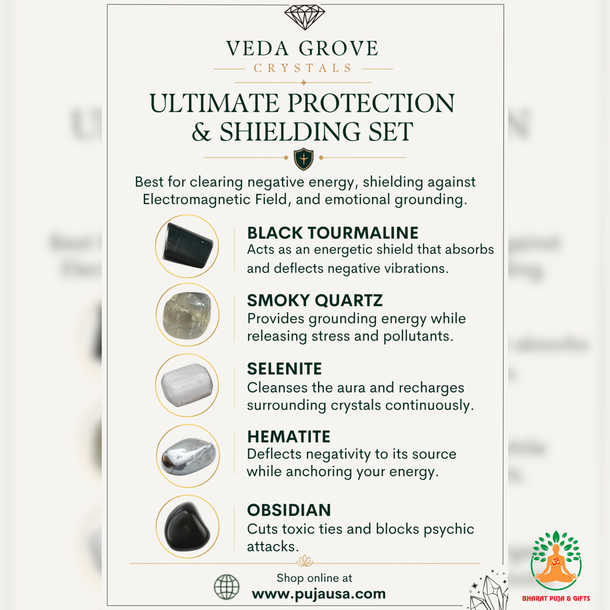 Protection & Shielding Tumble Stone Set – Polished Natural Gemstones | Tumbled Crystals Set | Spiritual Gift | Manifestation and Meditation Crystals
