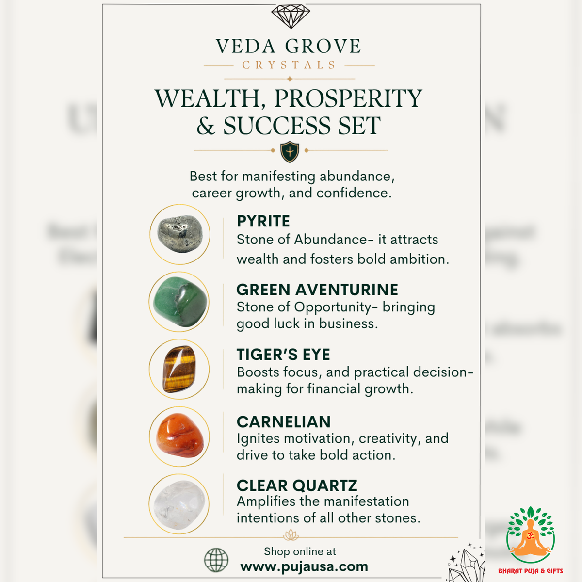 Wealth & Success Tumble Stone Set – 5 Polished Gemstones for Abundance, Confidence, Motivation & Meditation | Tumbled Crystals Set | Spiritual Gift | Manifestation and Meditation Crystals