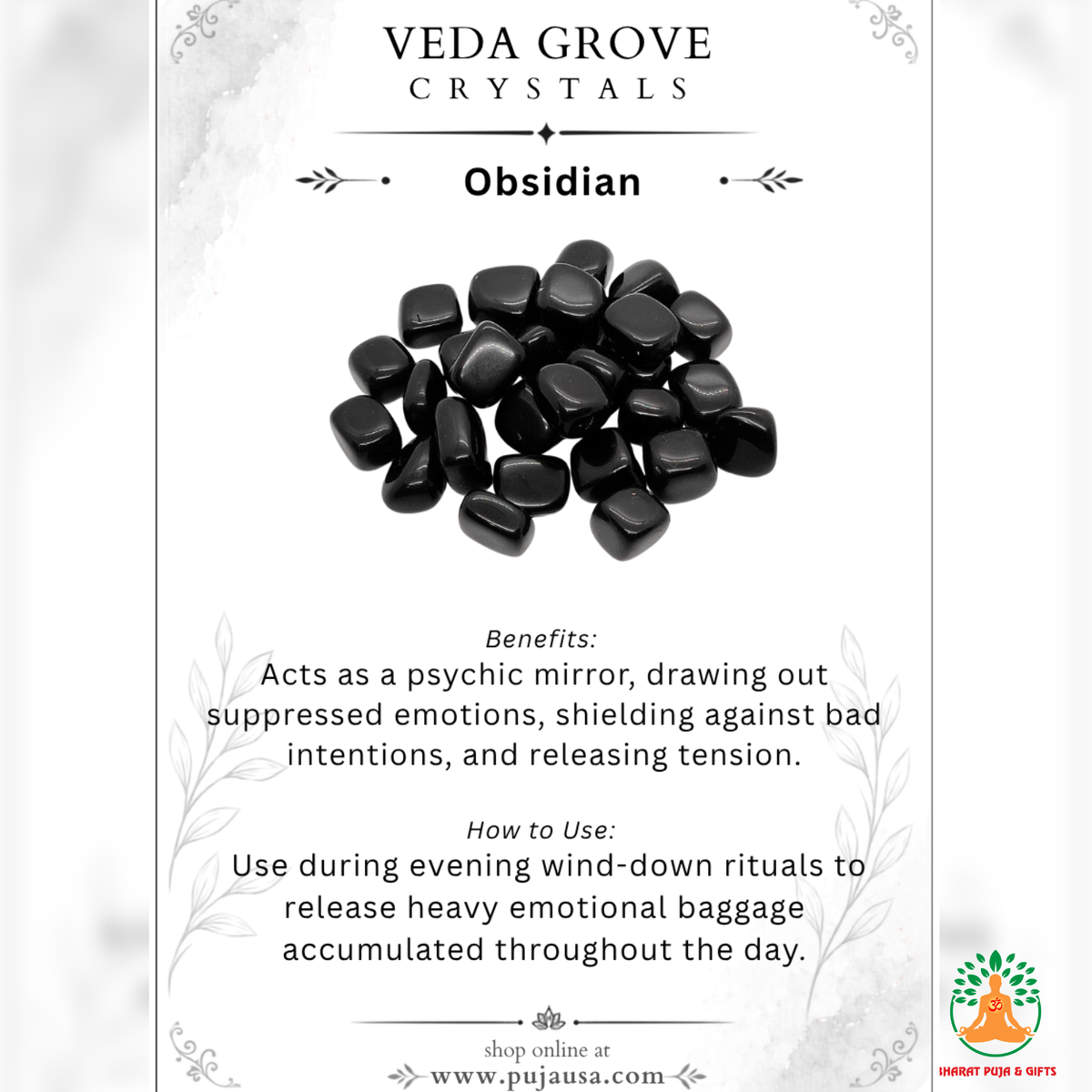 Natural Black Obsidian Tumble Stones – Polished Black Gemstones | Manifestation Healing and Meditation Crystals
