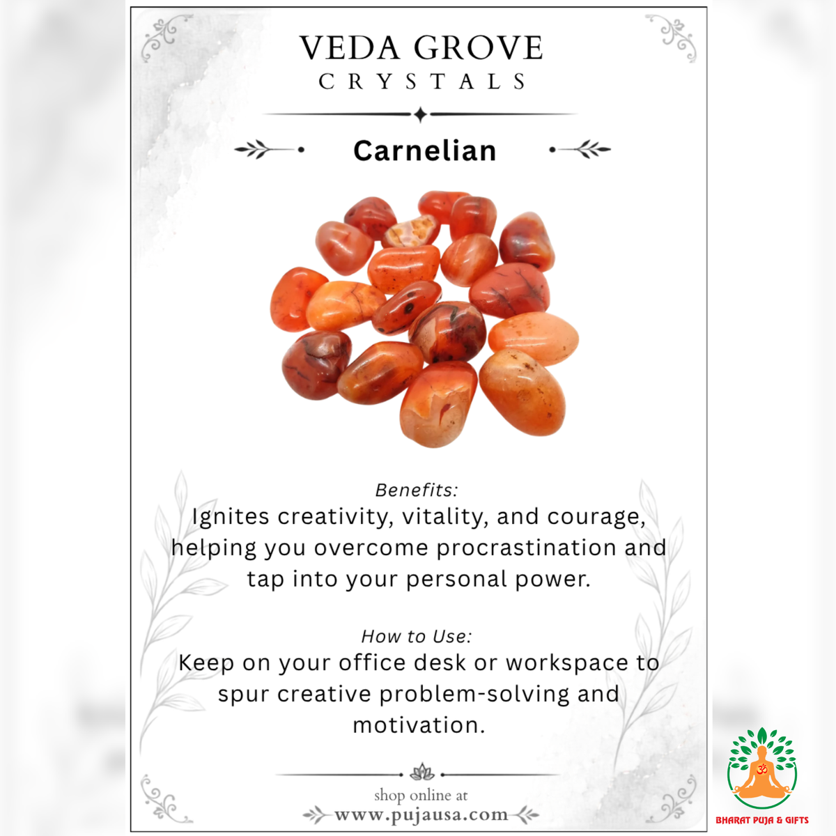 Natural Carnelian Tumble Stones – Polished Orange-Red Gemstones | Manifestation Healing and Meditation Crystals