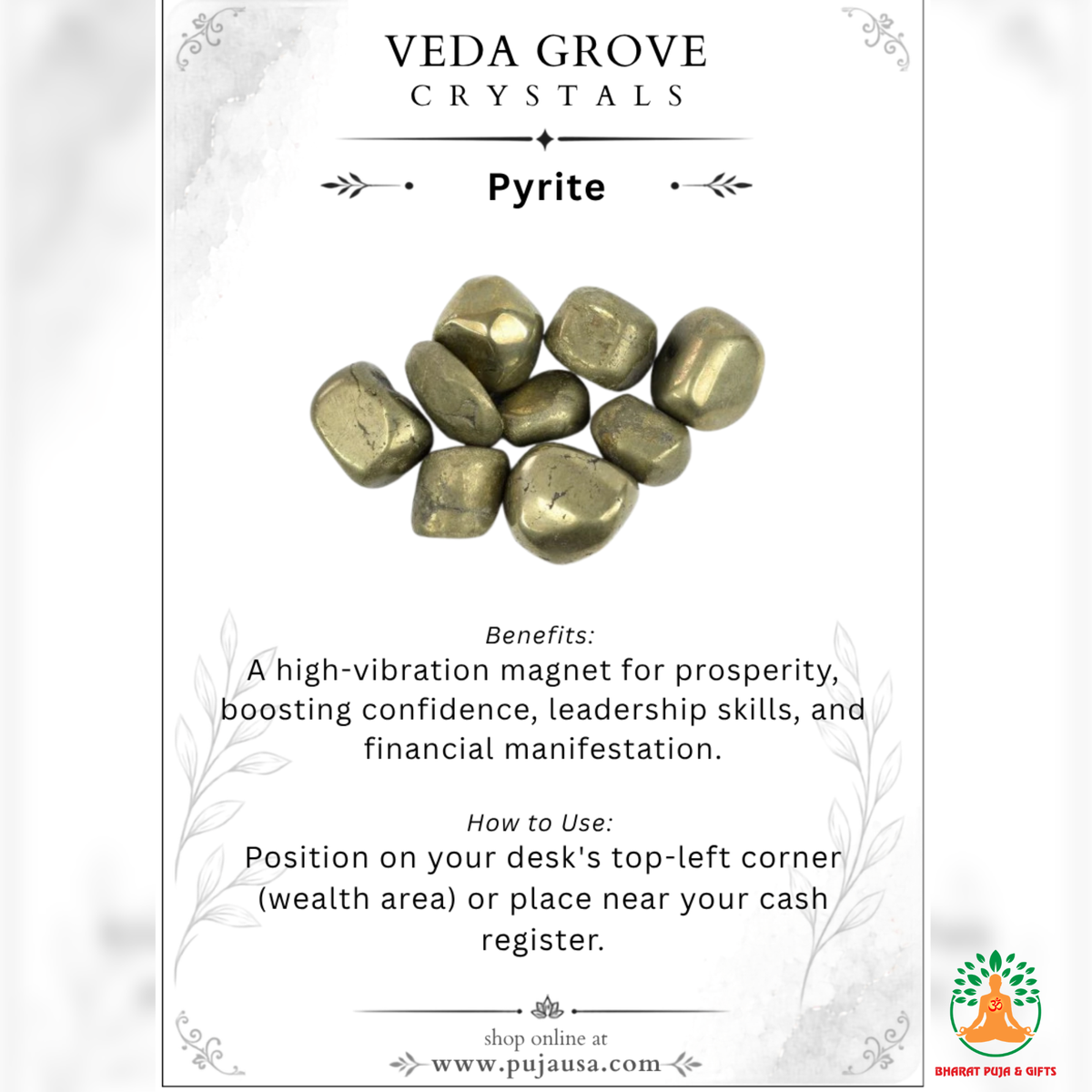 Natural Pyrite Tumble Stone – Polished Pyrite Gemstones | Manifestation Healing and Meditation Crystals