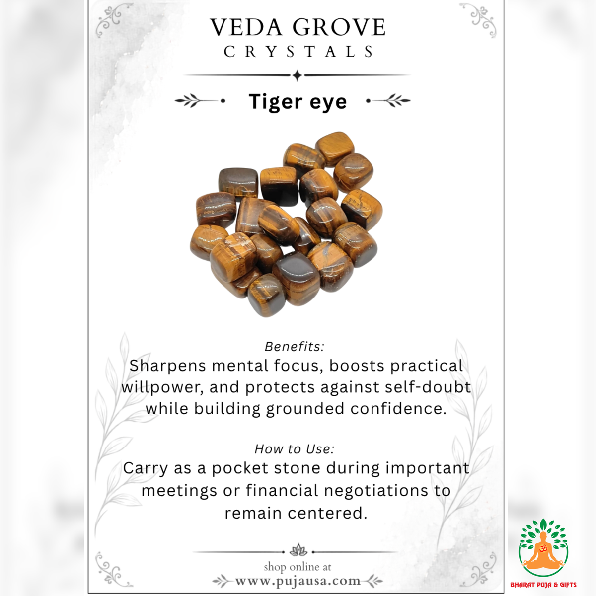 Natural Tiger Eye Tumble Stone – Polished Tigers Eye Gemstones | Manifestation Healing and Meditation Crystals