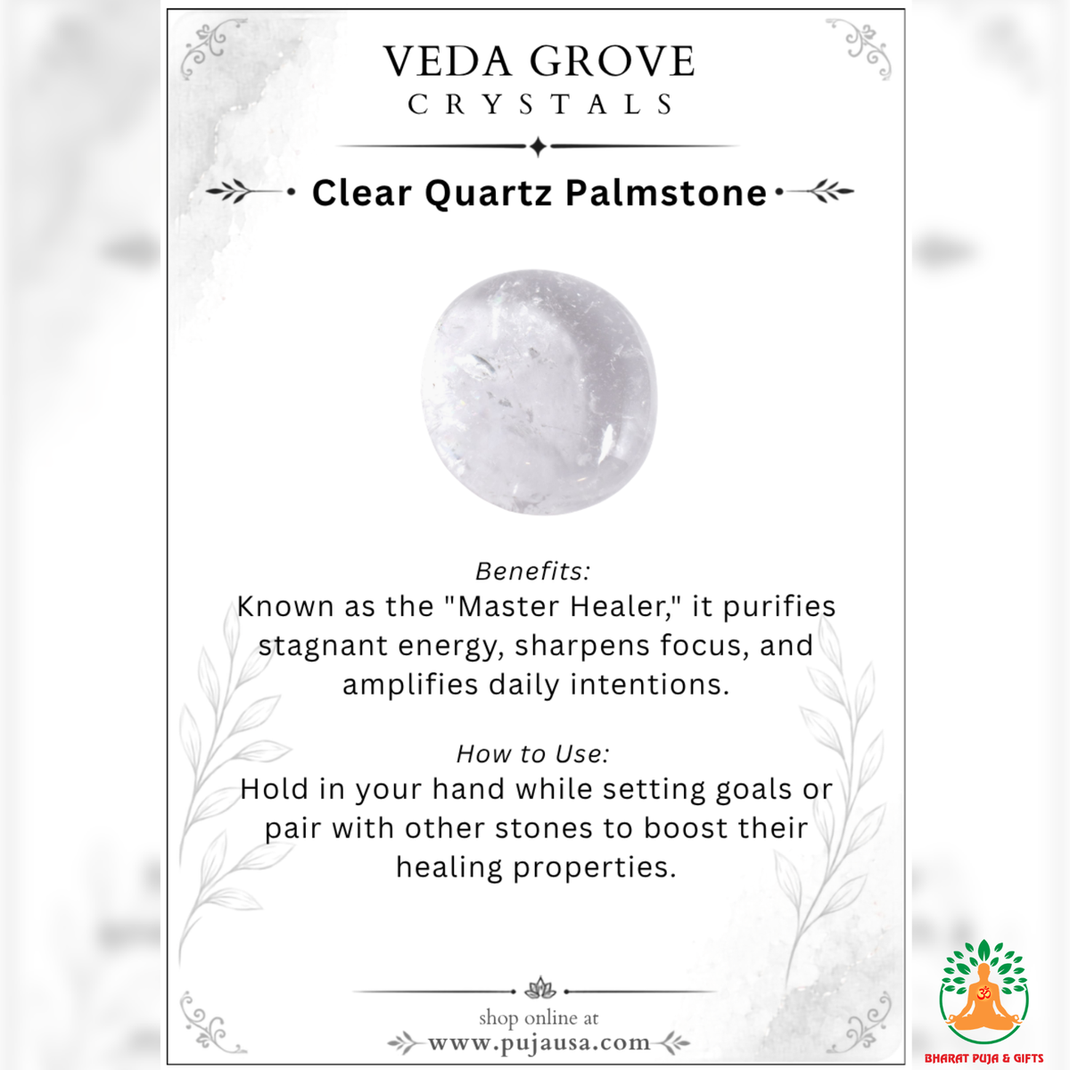 Clear Quartz Palmstone Set of 3 | Natural Clear Quartz Crystal Stones | Polished Round Palm Stones | Meditation Crystals for Healing and Chakra Balance