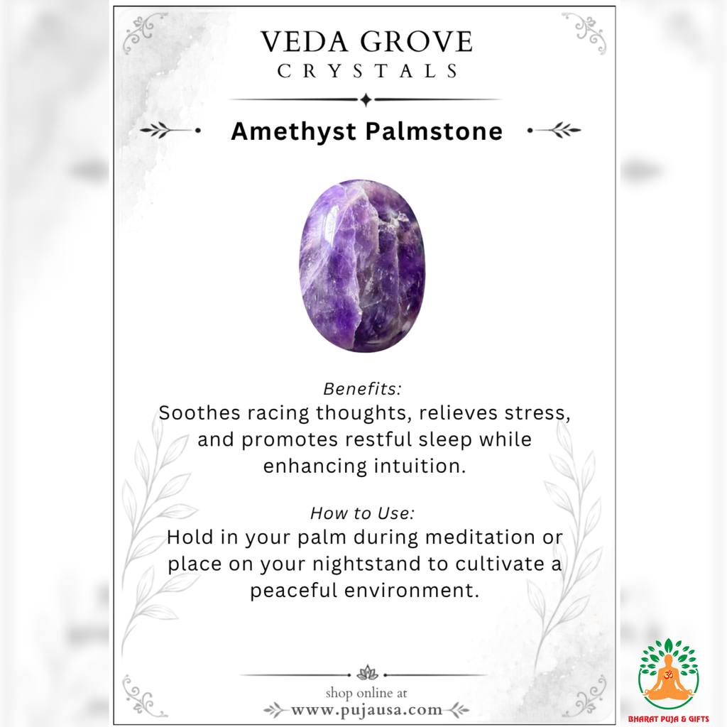 Amethyst Palmstone Set of 3 | Natural Purple Amethyst Crystal Stones | Polished Oval Palm Stones | Crystal Worry Stone