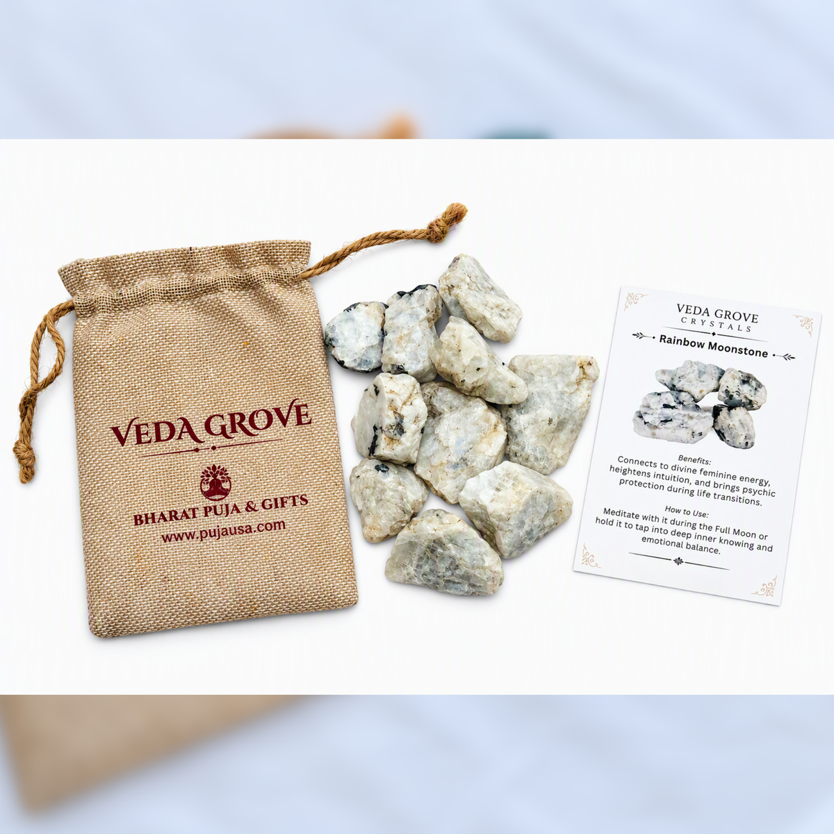Rainbow Moonstone Raw Crystals – Natural Rough Unpolished Rainbow Moonstone Stones | White Manifestation Healing and Meditation Crystals