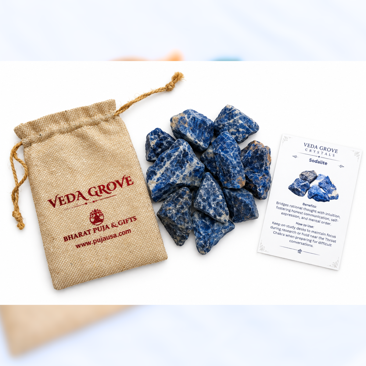 Sodalite Raw Crystals – Natural Rough Unpolished Blue Sodalite Stones | Blue Manifestation Healing and Meditation Crystals