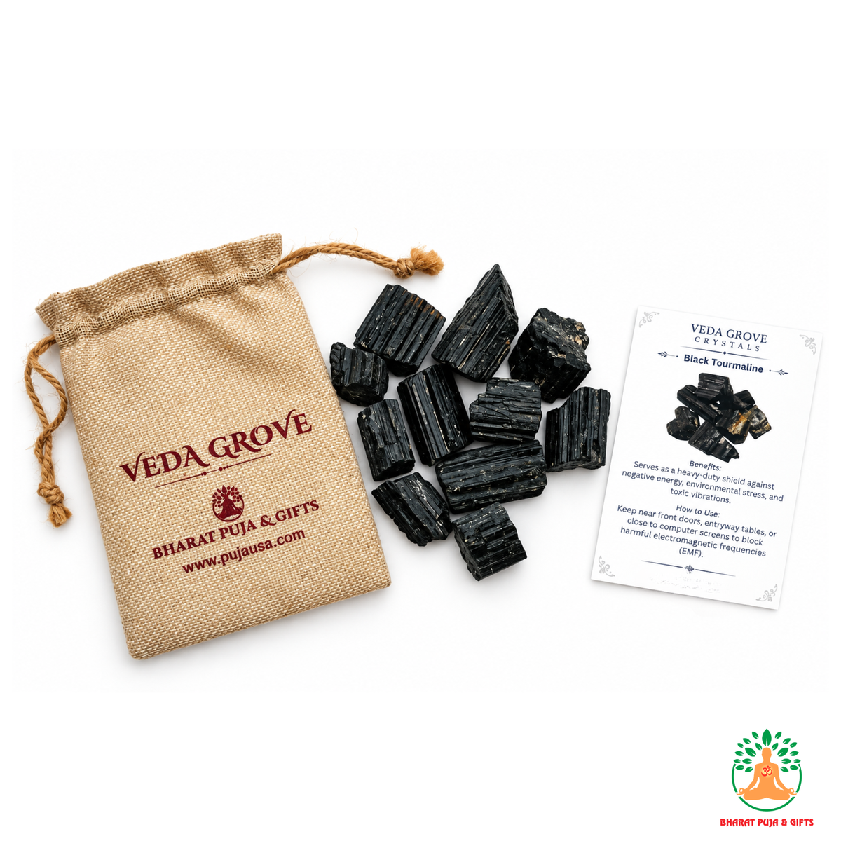 Black Tourmaline Raw Crystals – Natural Rough Unpolished Black Tourmaline Stones | Black Manifestation Healing and Meditation Crystals
