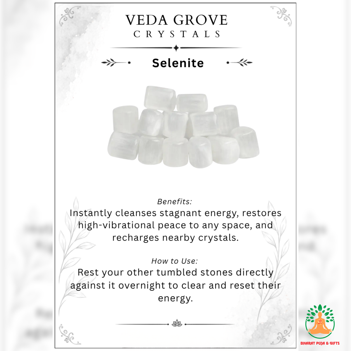 Natural Selenite Tumble Stone – Polished White Selenite Gemstones | Manifestation Healing and Meditation Crystals
