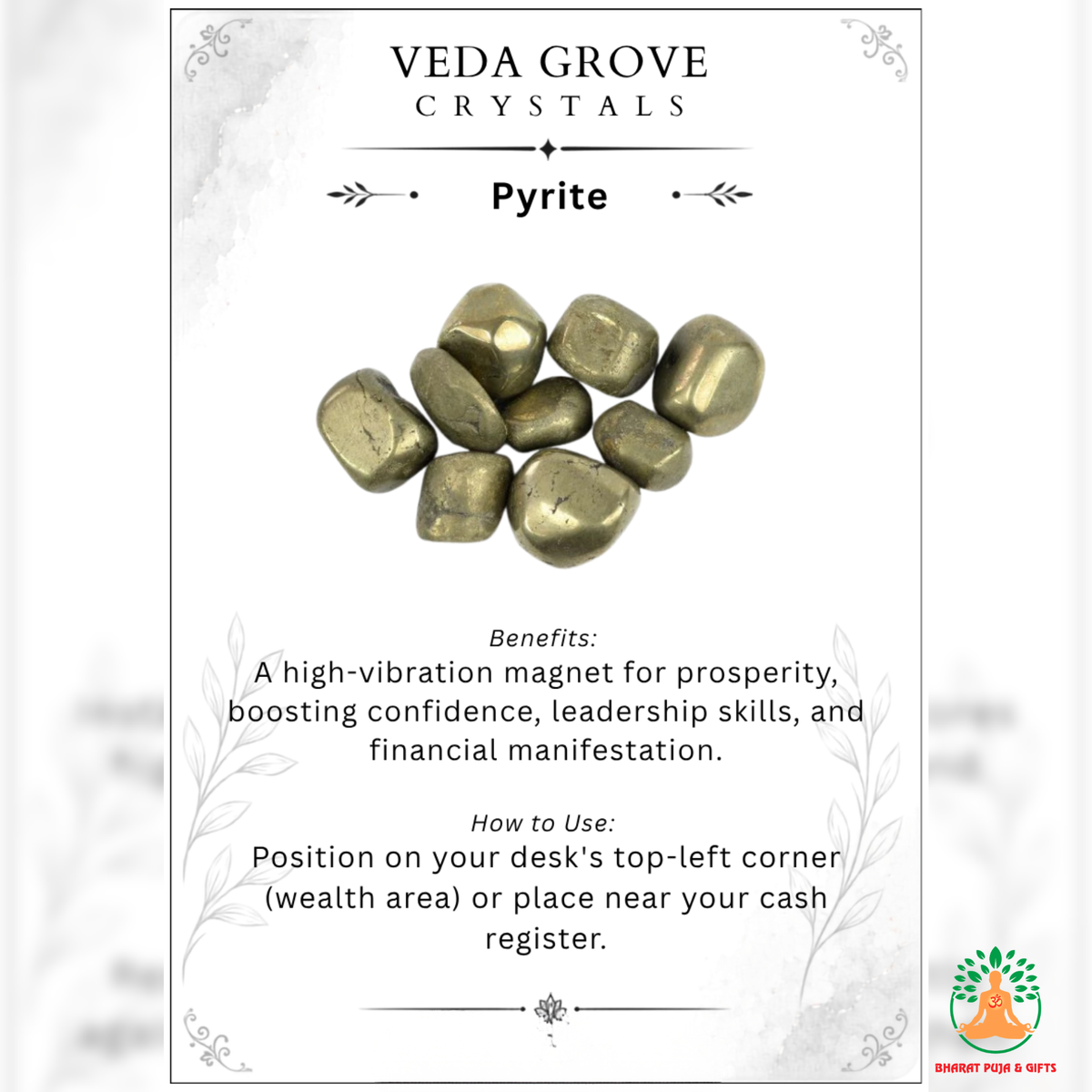 Natural Pyrite Tumble Stone – Polished Pyrite Gemstones | Manifestation Healing and Meditation Crystals