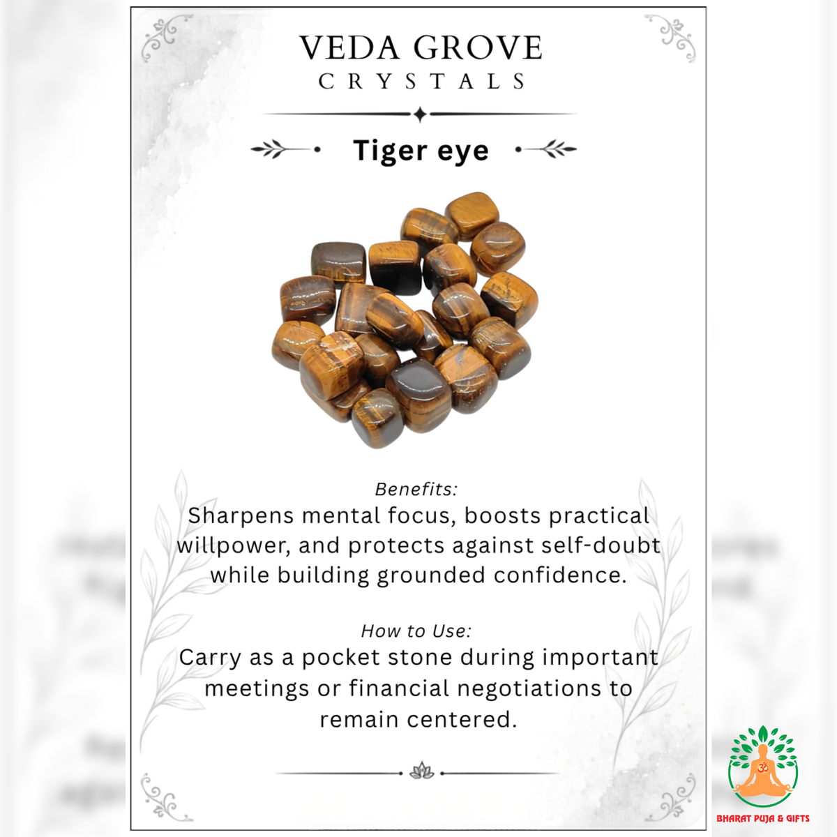 Natural Tiger Eye Tumble Stone – Polished Tigers Eye Gemstones | Manifestation Healing and Meditation Crystals