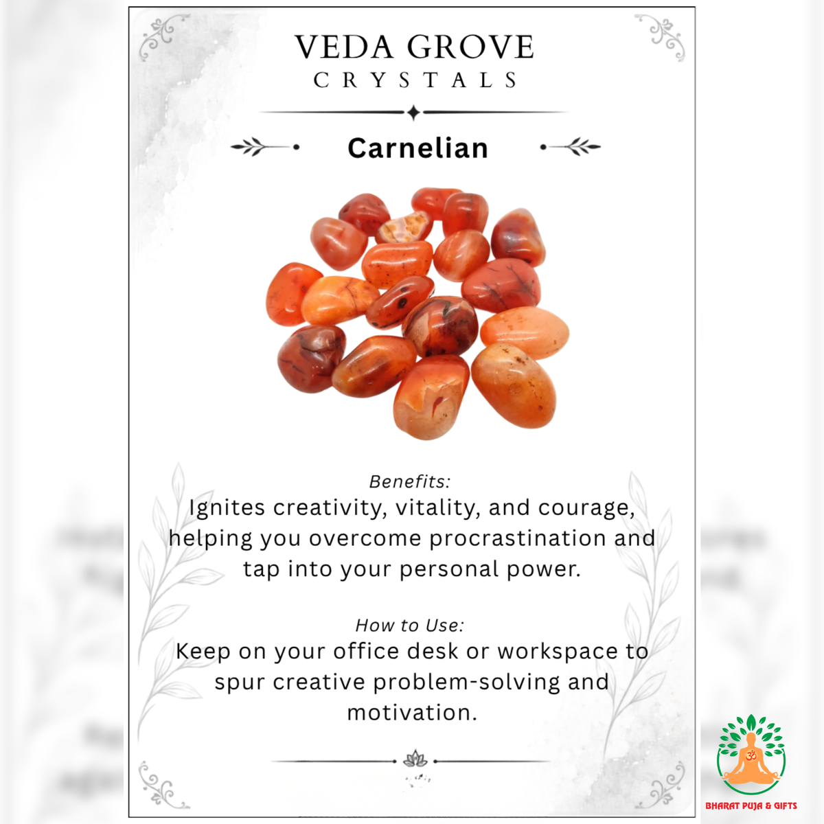 Natural Carnelian Tumble Stones – Polished Orange-Red Gemstones | Manifestation Healing and Meditation Crystals